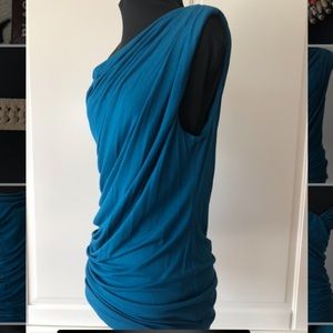 Casual or formal blue drop shoulder top